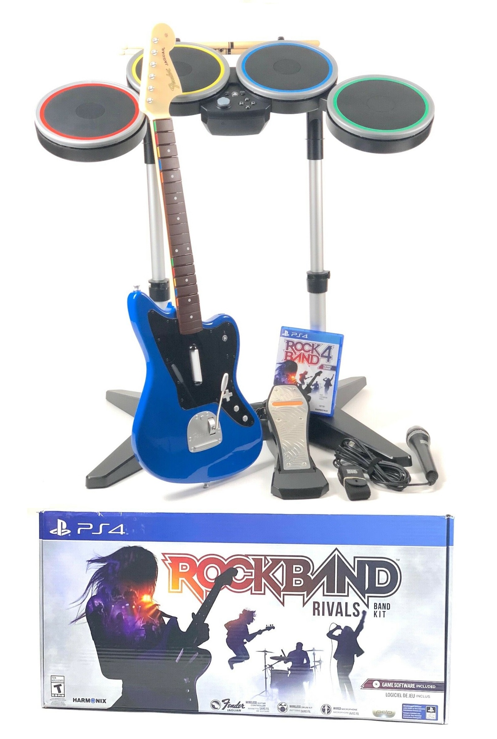 Like New Boxed Playstation 4 Ps4 Rock Band 4 Band Bundle Guitar Hero