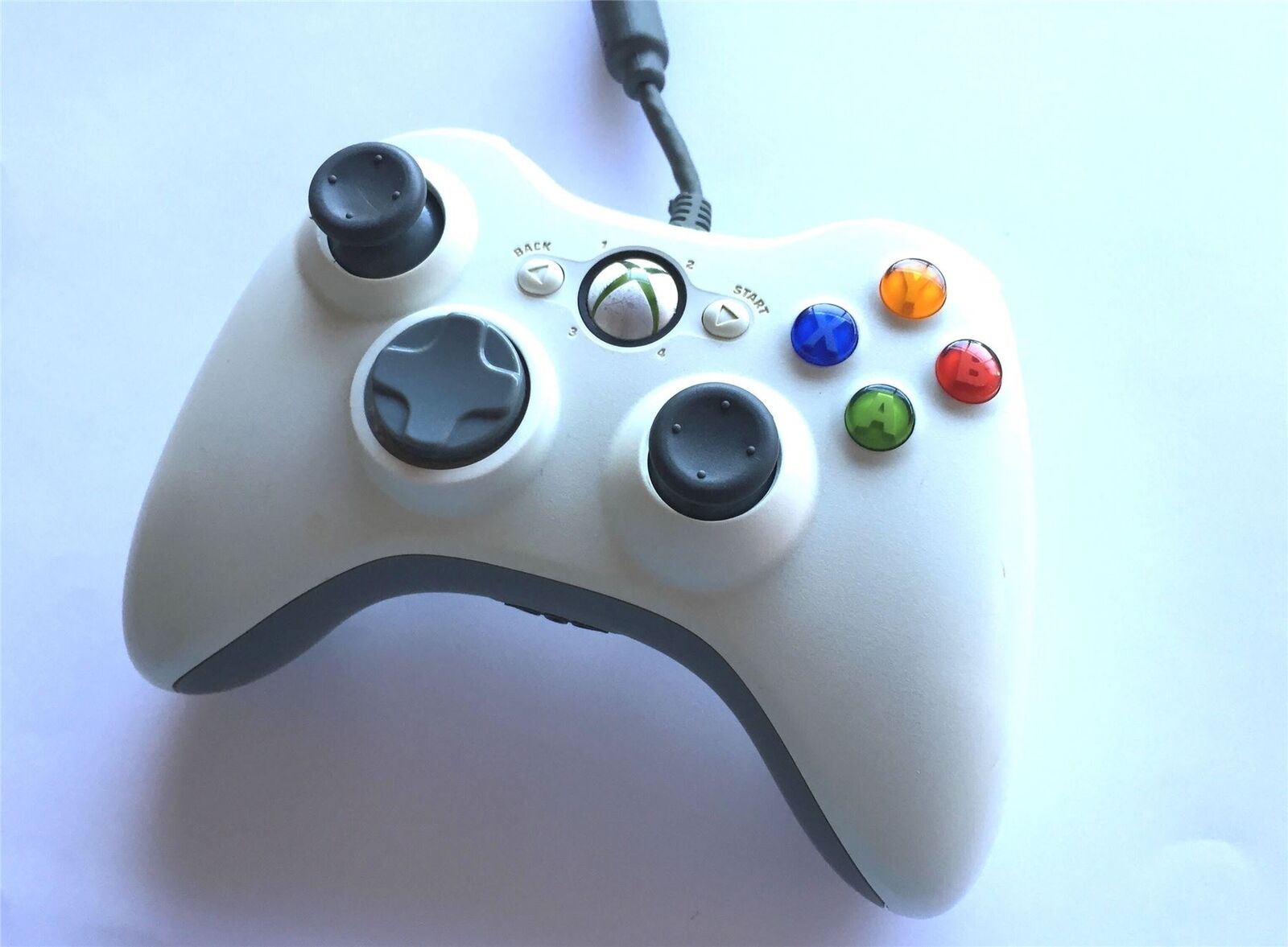 Genuine Microsoft Xbox 360   Pc Usb White Wired Controller - Starboard 