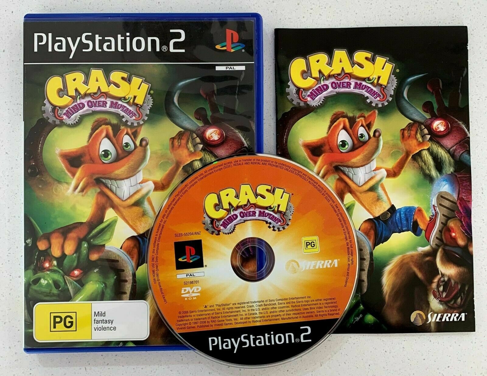 Mint Disc Playstation 2 Ps2 Crash Mind Over Mutant - Inc Manual