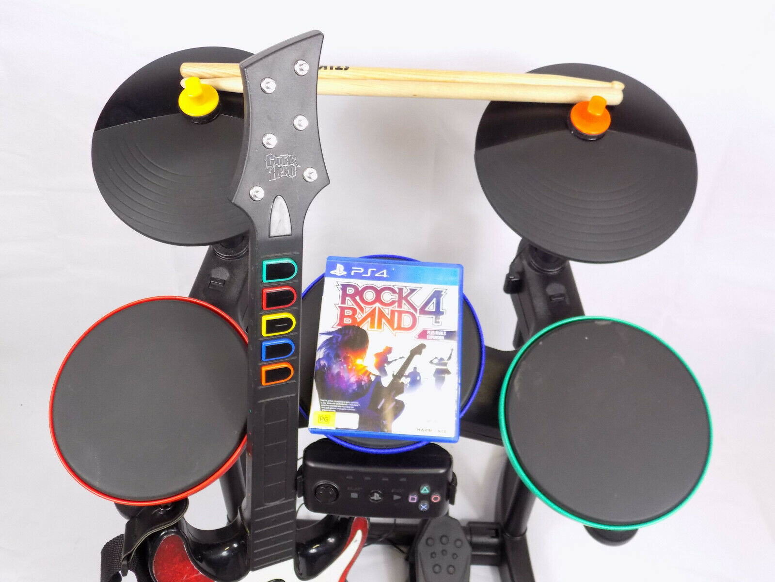 Playstation 4 / 5 Ps4 Ps5 Rock Band 4 Band Bundle Guitar Hero ( Drum +  Guitar + Mic )
