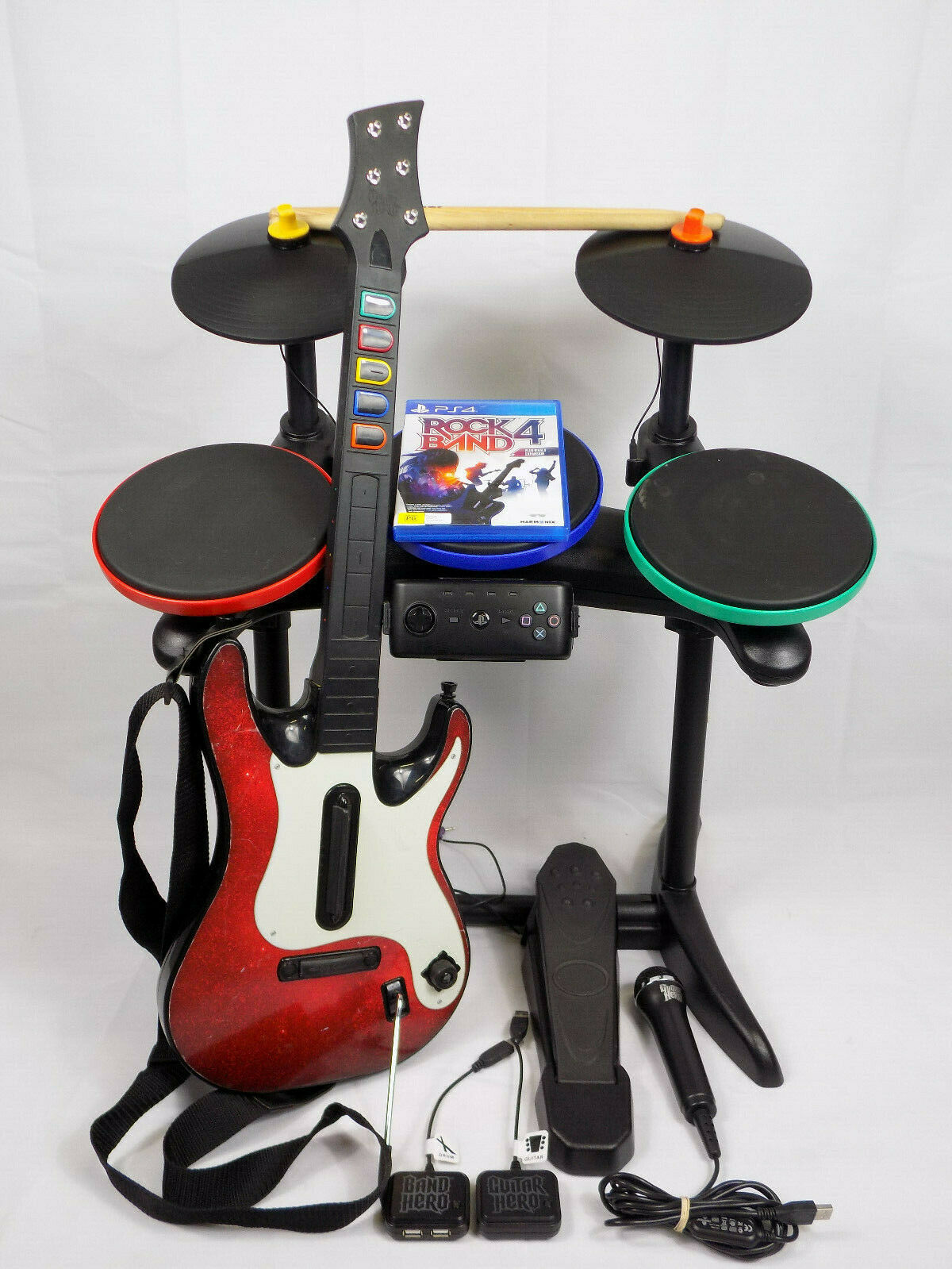 Playstation 5 / 4 Ps4 Ps5 Rock Band 4 Band Bundle Guitar Hero Drum + Guitar  + Mic - Starboard Games