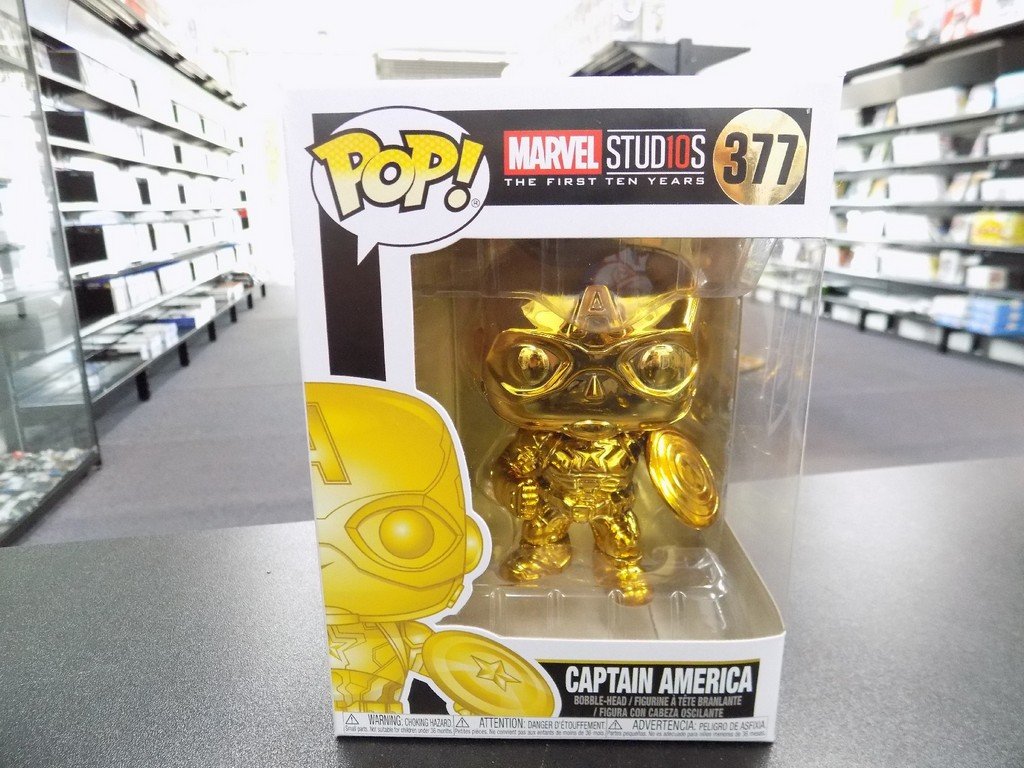 Brand New Funko Pop Captain America 377 Gold Chrome Marvel Vinyl Figure