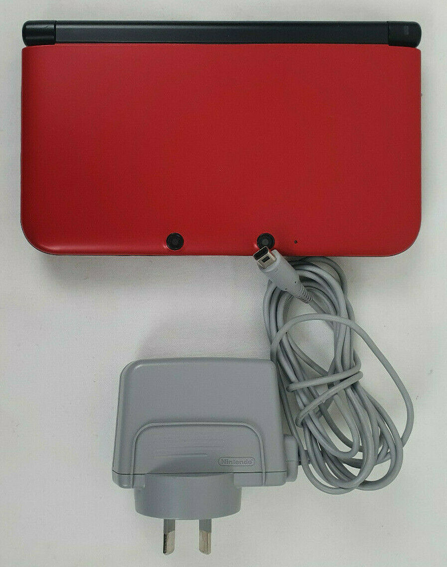 Nintendo 3DS XL in Red Black with 2024 Charger and SD Card