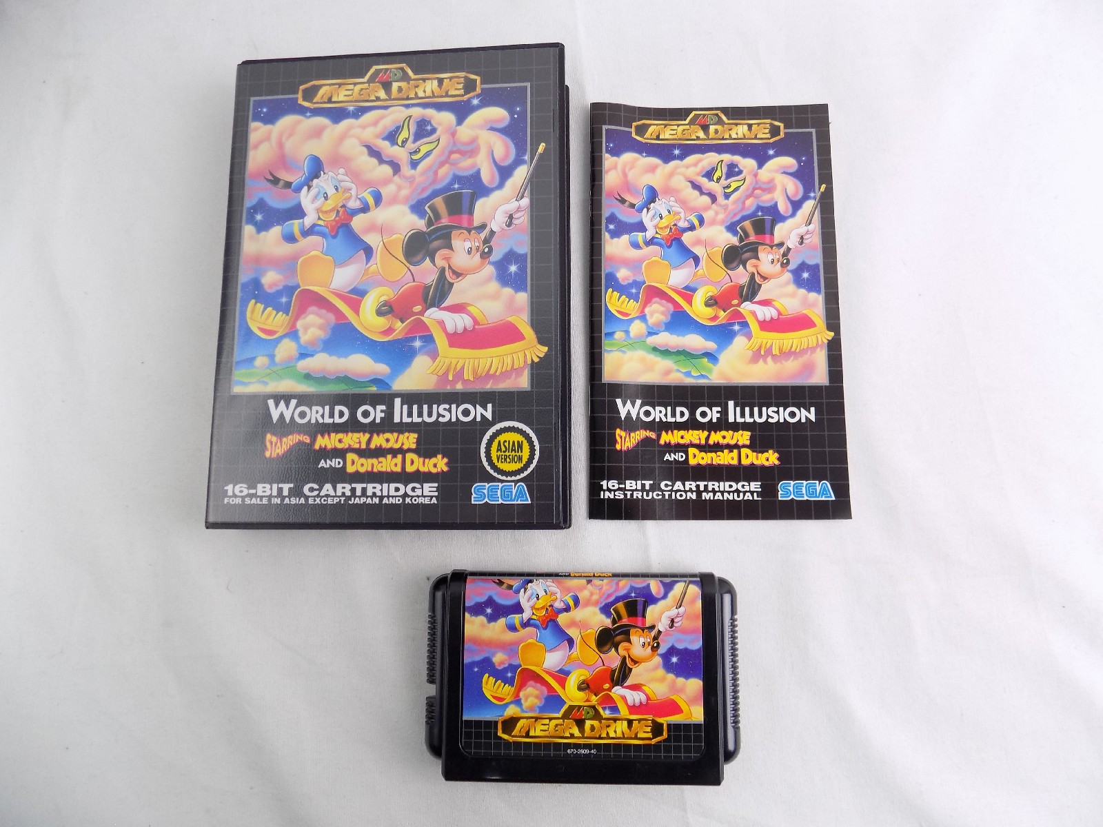 Brand New - Boxed Sega Mega Drive World Of Illusion Starring Mickey Mouse  and Donald Duck - Asian PAL - Free Postage