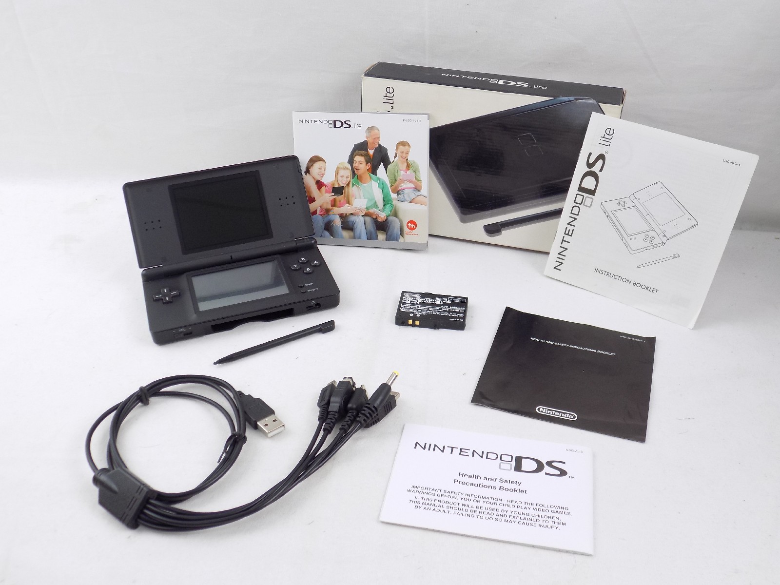 Boxed Nintendo DS Lite (Onyx Black) Console Handheld Inc Charger And Stylus  - Starboard Games