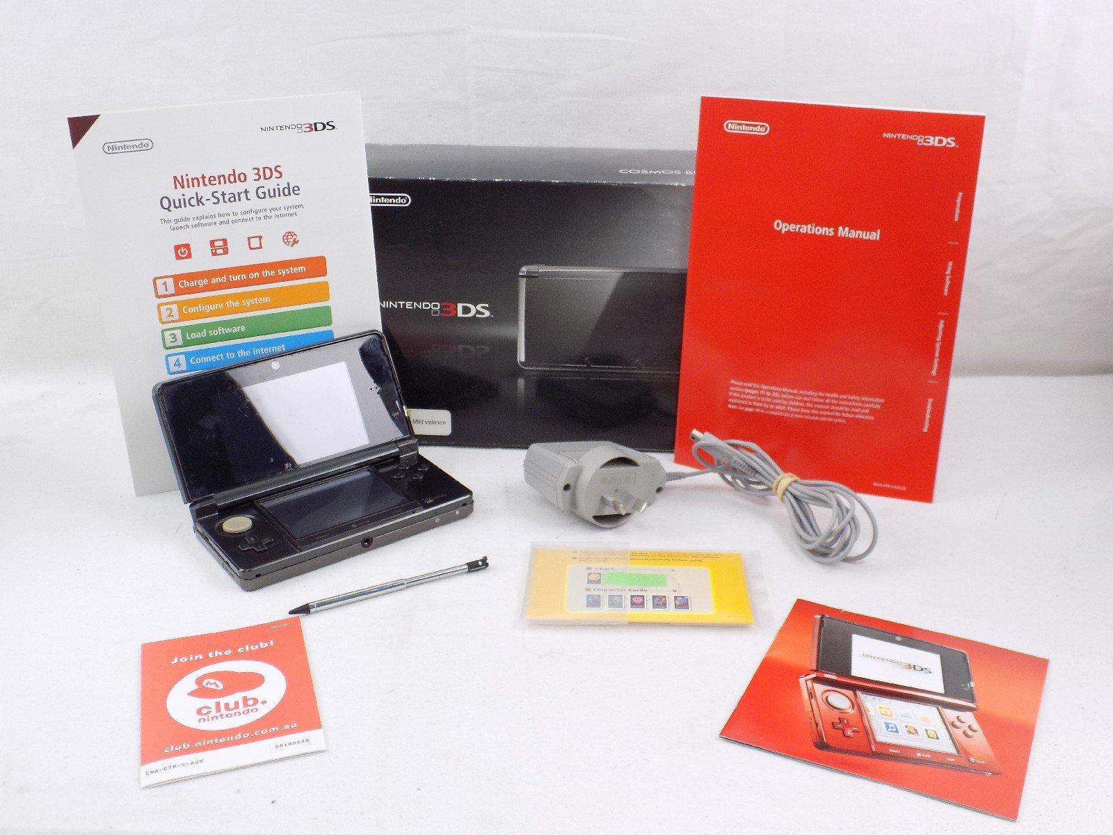 Boxed Nintendo 3DS (Cosmos Black) Console Handheld Inc Charger And Stylus
