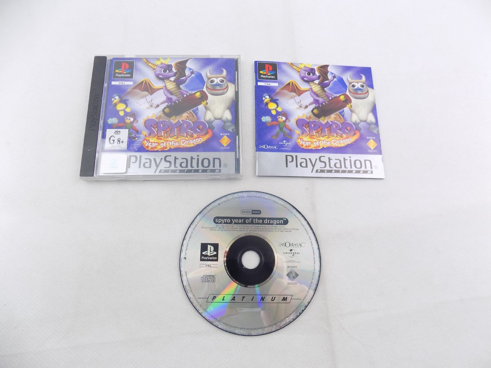 Mint Disc Playstation 1 Ps1 Spyro Year Of The Dragon - Inc Manual Platinum