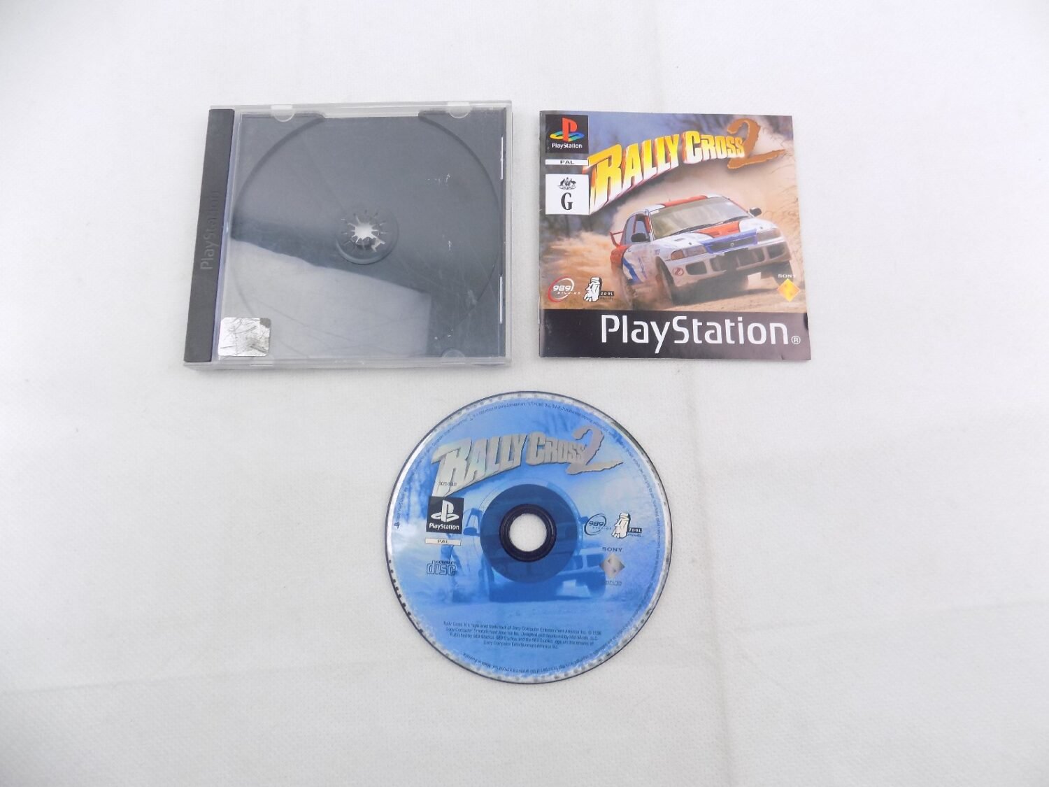 Mint Disc Playstation 1 Ps1 Rally Cross 2 - Inc Manual, No Cover Black Label