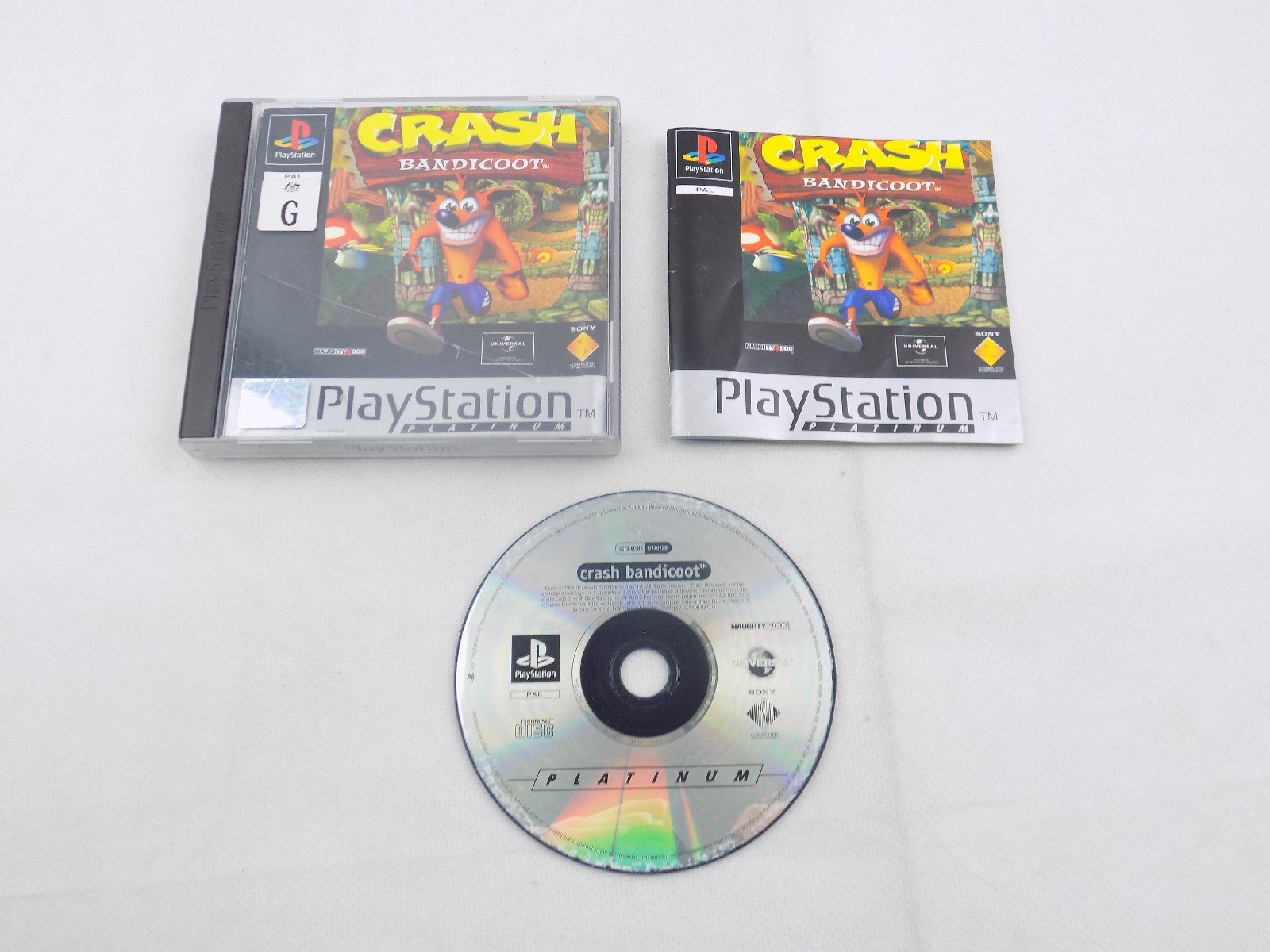 Mint Disc Playstation 1 Ps1 Crash Bandicoot - Inc Manual Platinum