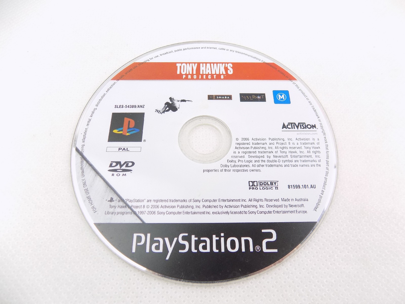 Mint Disc Playstation 2 Ps2 Tony Hawk’s Project 8 – Disc Only Free ...