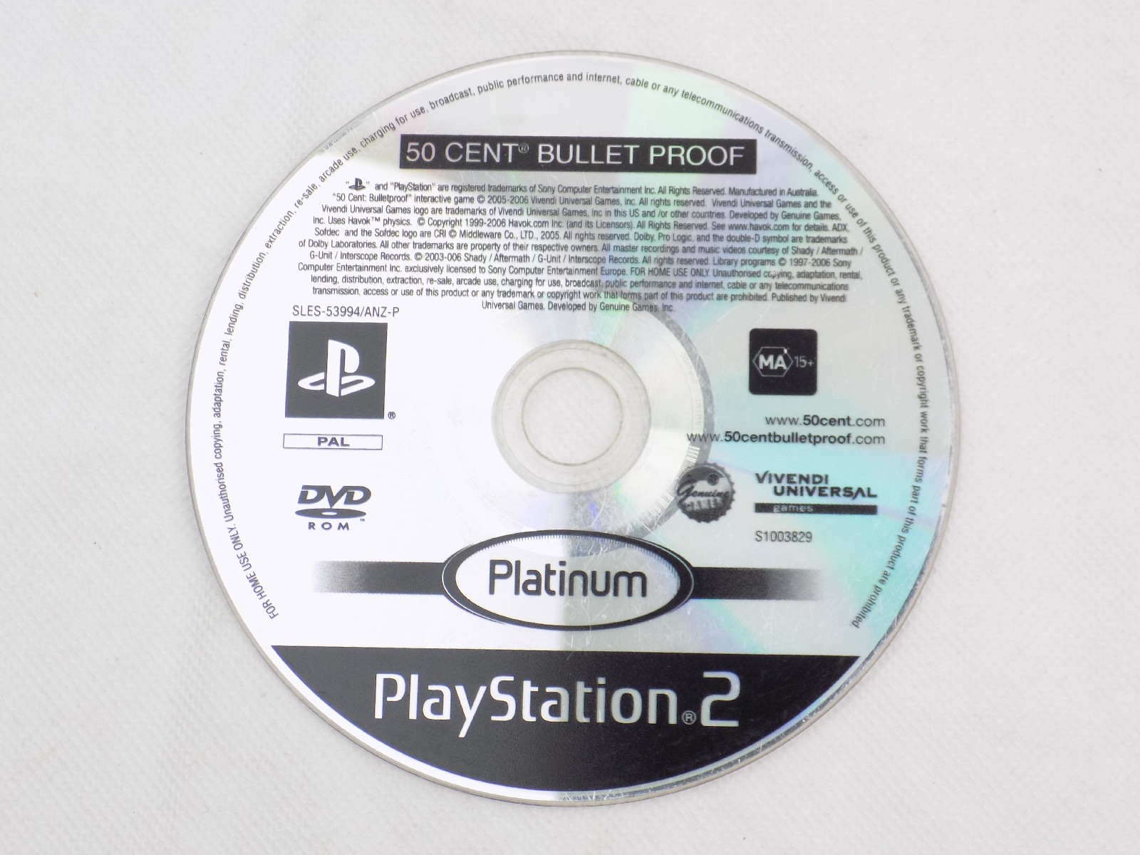 Mint Disc Playstation 2 Ps2 50 Cent Bullet Proof Platinum – Disc Only 