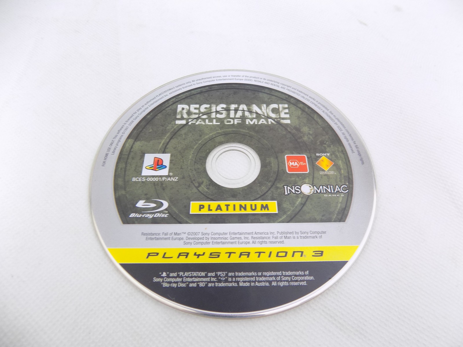 Mint Disc Playstation 3 PS3 Platinum Resistance Fall of Man - Disc Only ...