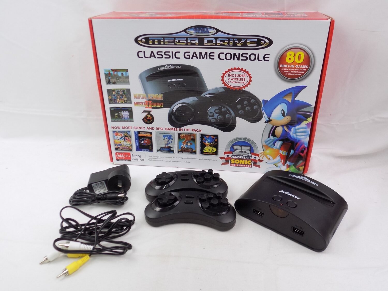 Boxed Sega Mega Drive Classic Game Console with 2 Wireless Controllers and 80 Built-in Games