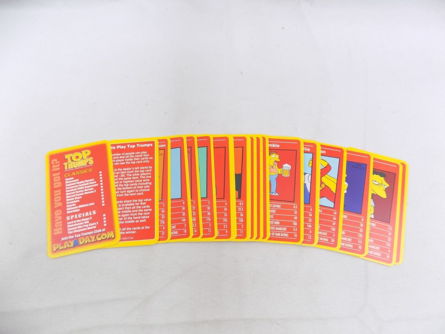 Like New The Simpsons Top Trumps Card Game
