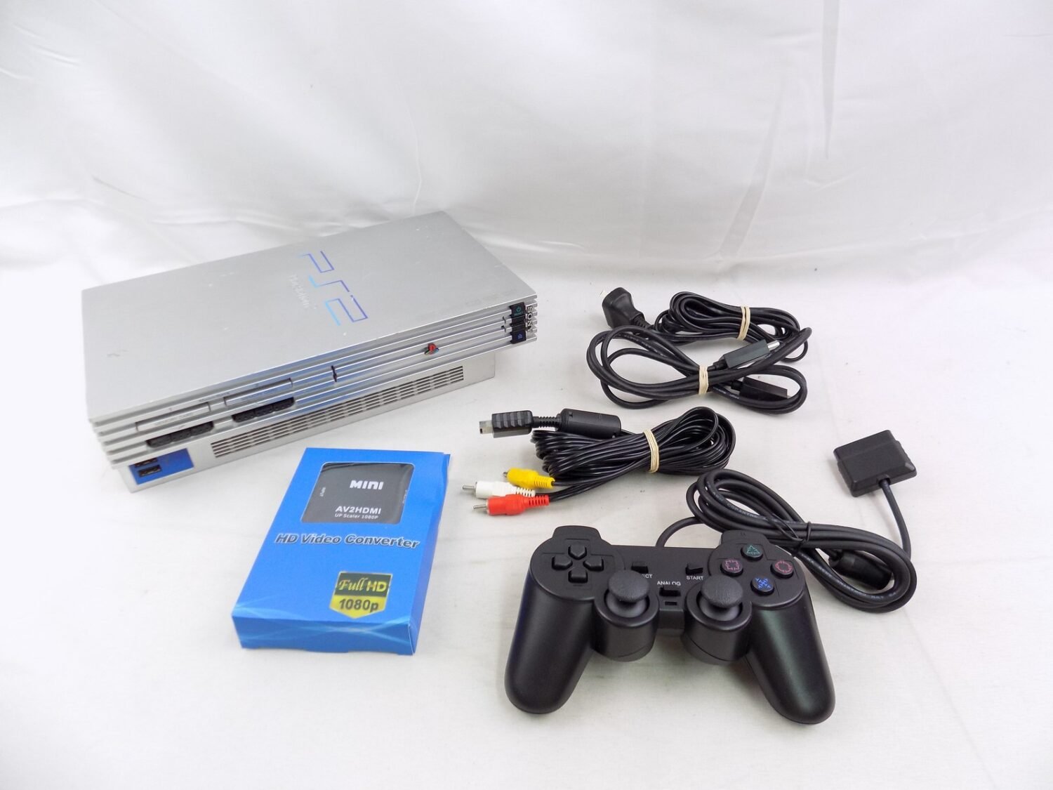 Like New Playstation 2 Ps2 Silver Fat Console with Controller and Cables