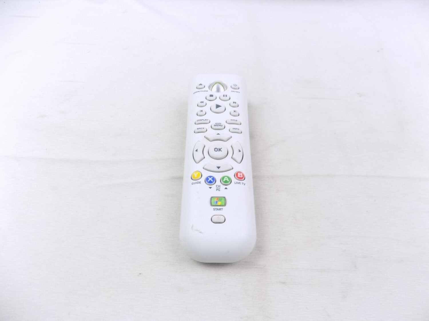 Genuine Official Microsoft Xbox 360 White Media Remote Controller (No Battery Cover)