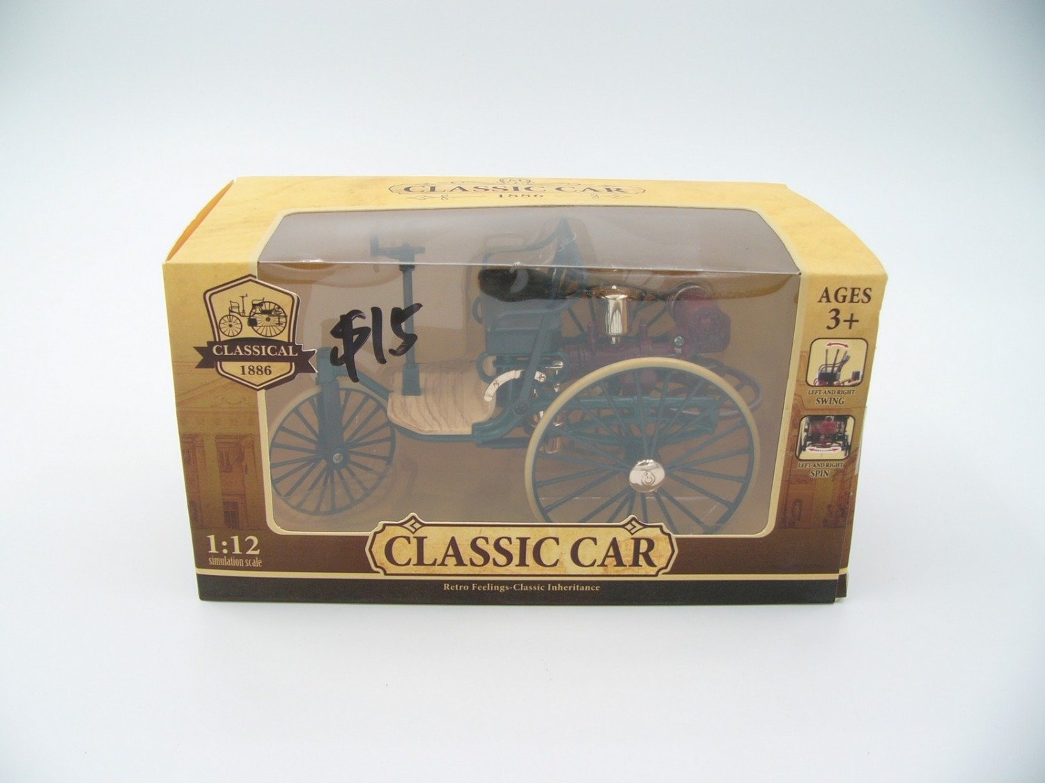 Brand New and Sealed Classic Car (Dark Green) 1:!2 Scale Die-Cast Model