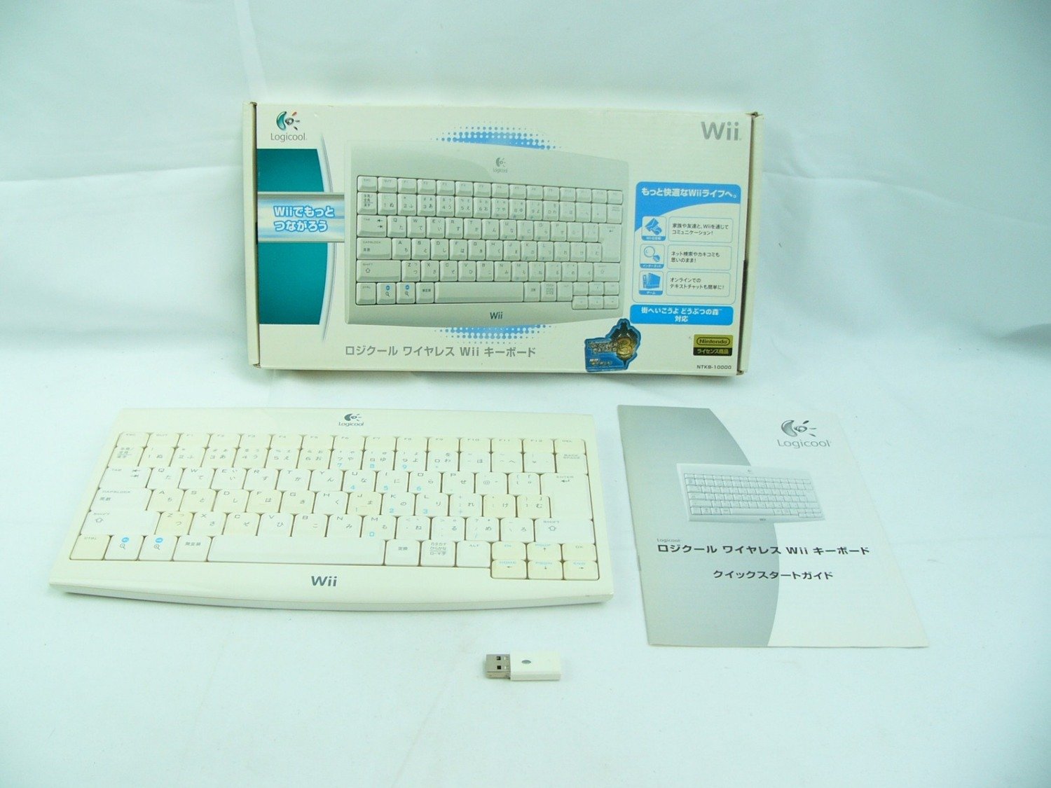 Boxed Logitech Nintendo Wii Cordless Keyboard with Dongle (Yellowed)