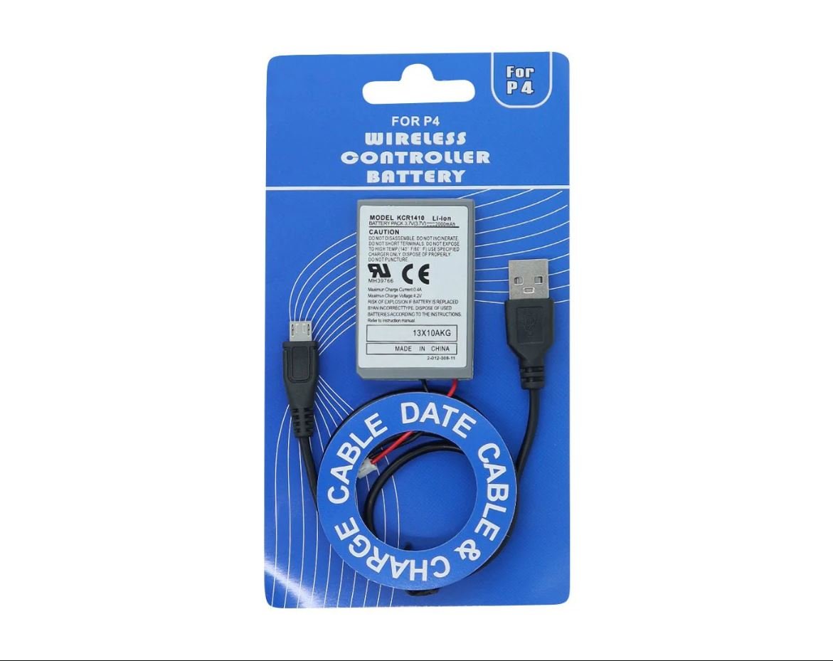 Brand New Playstation 4 Ps4 Wireless Controller Rechargeable Li-ion 2000mAh Battery with Charge Cable