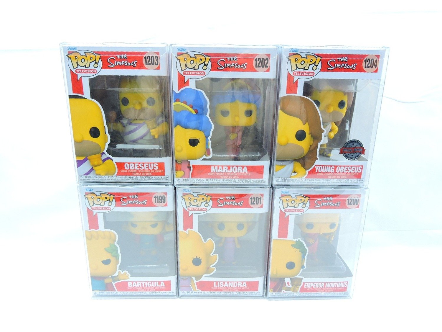 Brand New The Simpsons Ancient Rome Funko Pop Bundle of x6 (1203, 1202, 1204, 1199, 1201 and 1200)