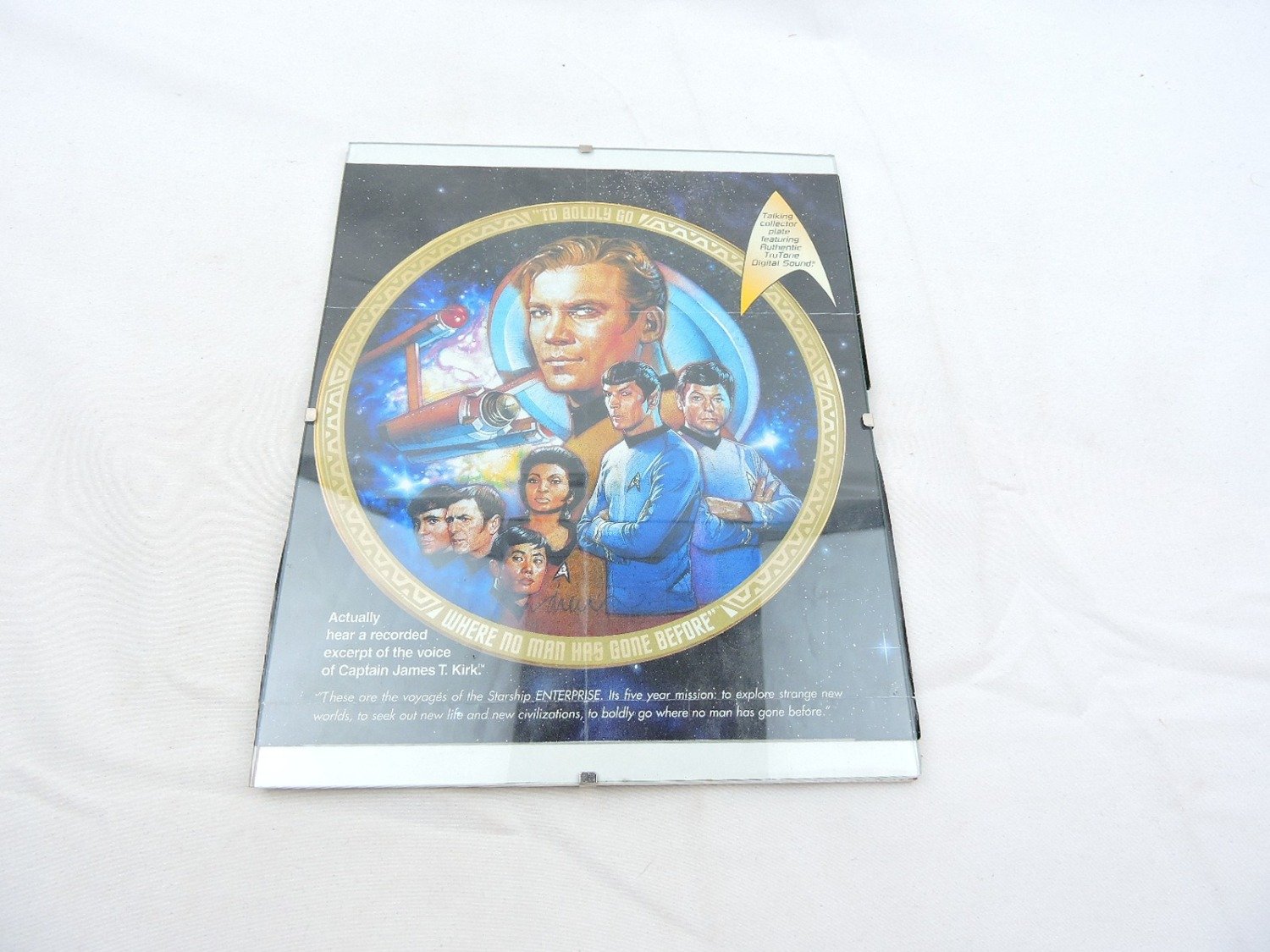 Like New Franklin Mint Star Trek Talking Collector Plate Advertisement Framed