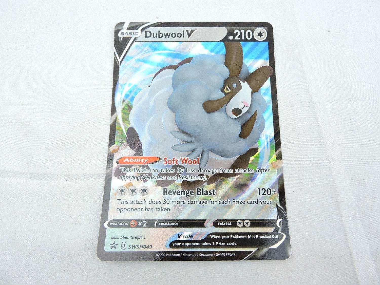 Like New Pokemon TCG Dubwool V Promo SWSH049 Jumbo Card