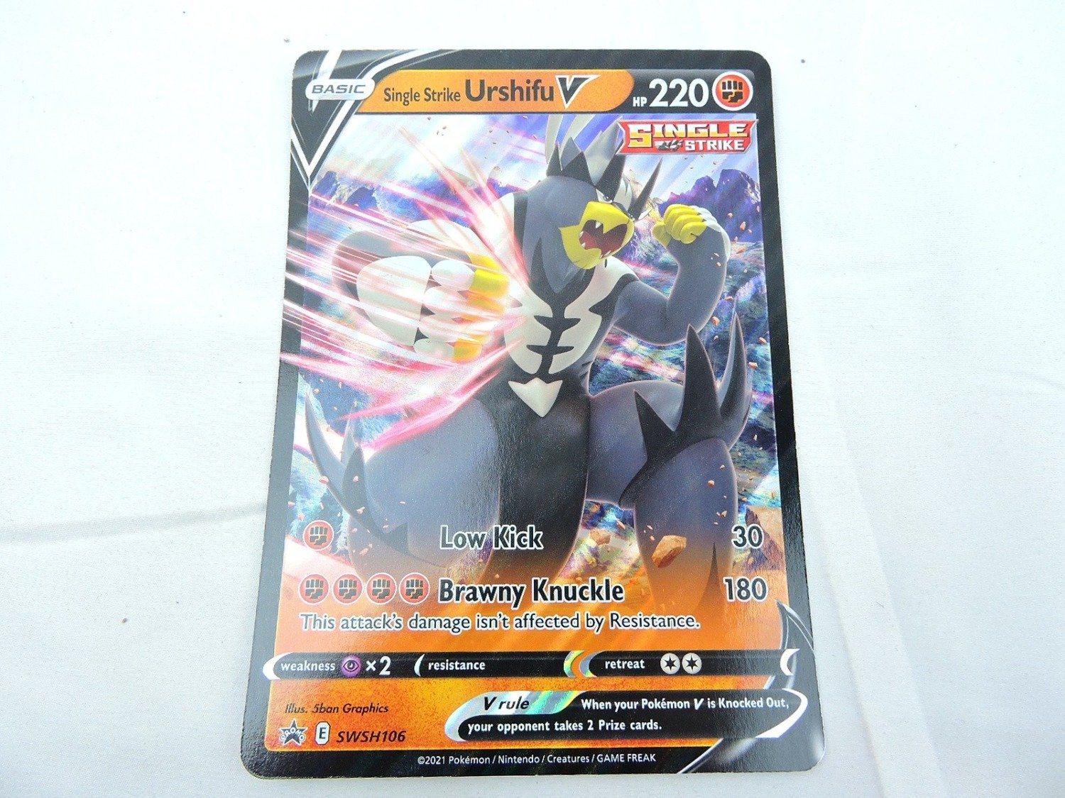 Like New Pokemon TCG Single Strike Urshifu V Promo SWSH106 Jumbo Card