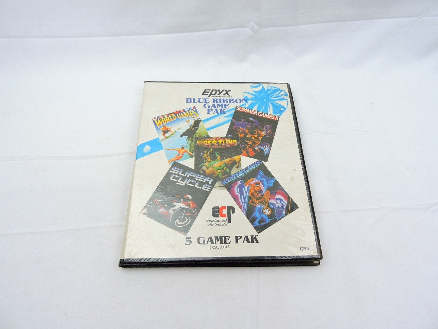 Boxed Commodore 64 C64 Blue Ribbon Game Pak 5 Game Cassettes /2