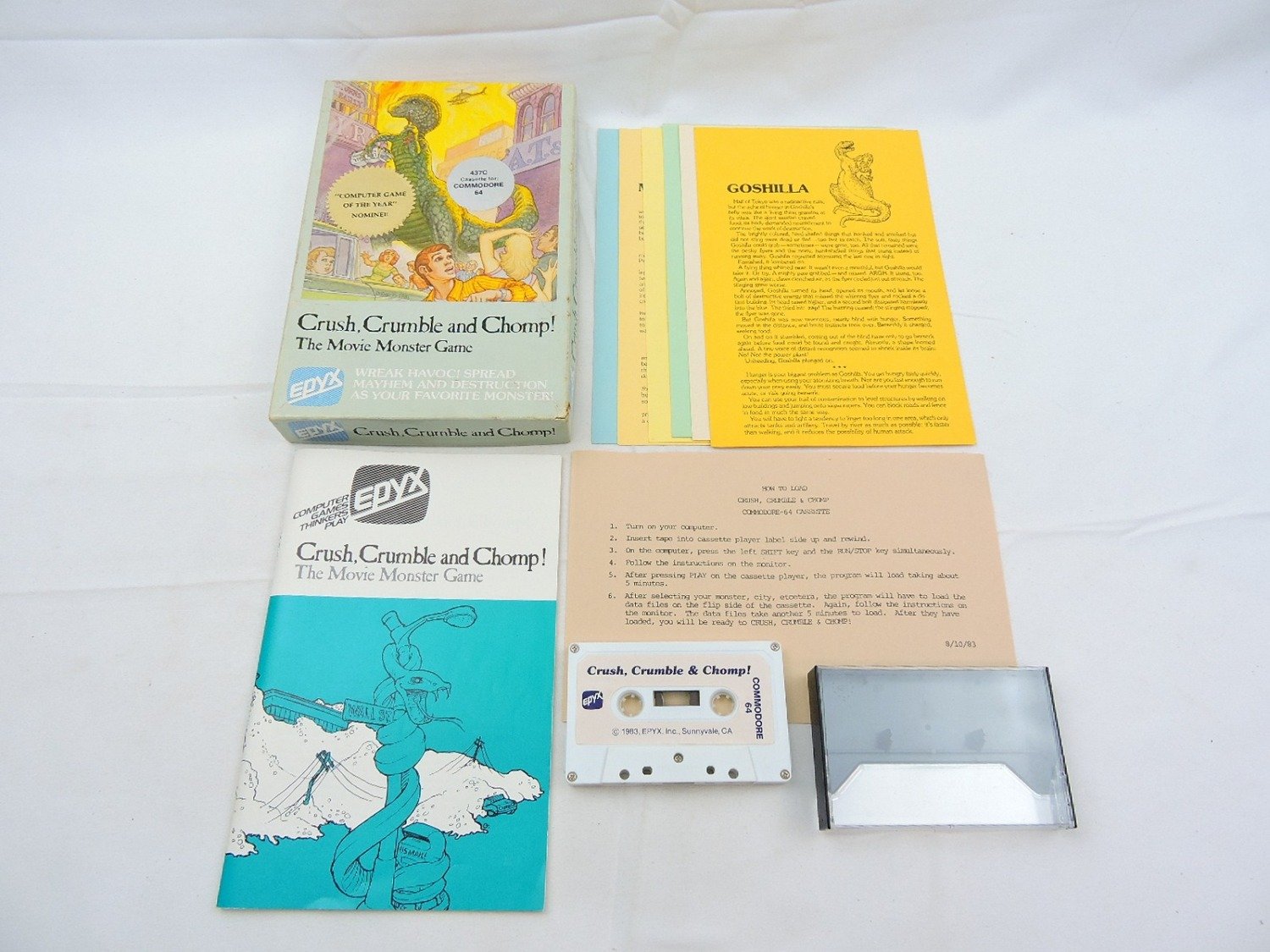 Boxed Commodore 64 C64 Crush, Crumble and Chomp! The Movie Monster Game Game Cassette