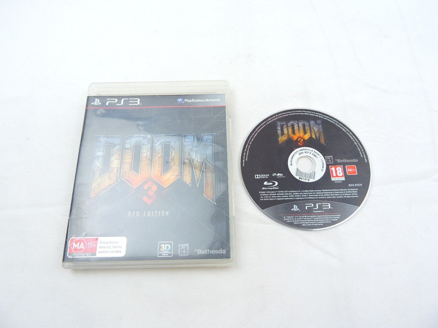 Mint Disc Playstation 3 Ps3 Ex-Rental Doom 3 BFG Edition - No Manual