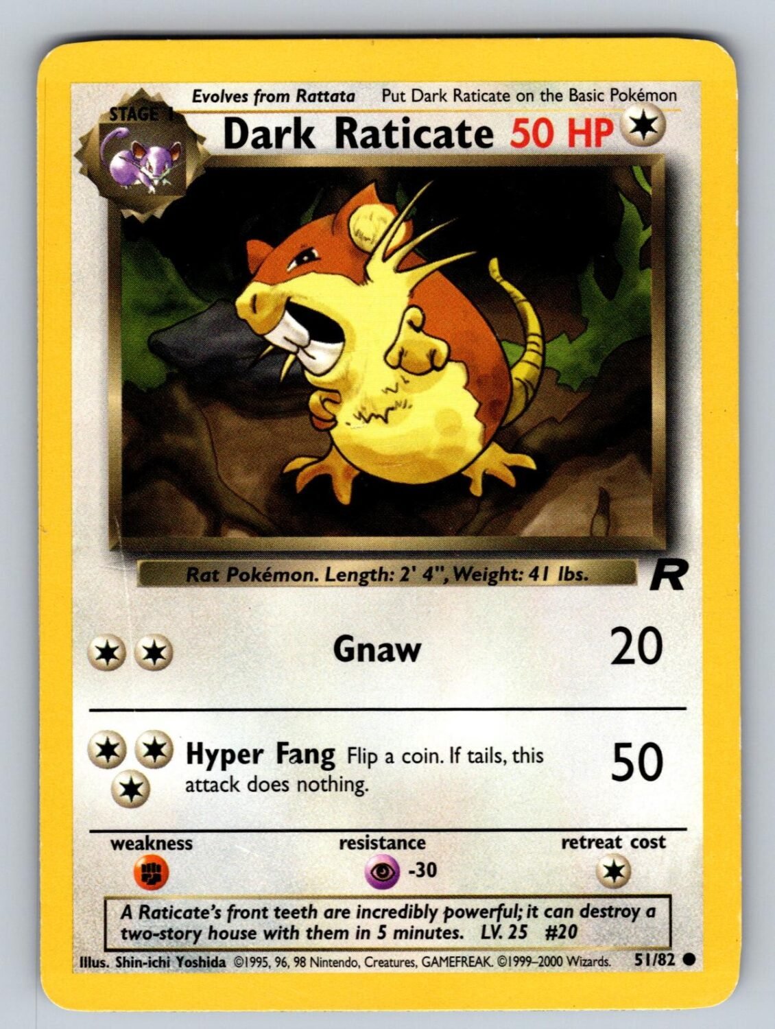 Dark Raticate 51/82 LP Team Rocket C Pokemon Unlimited T02850