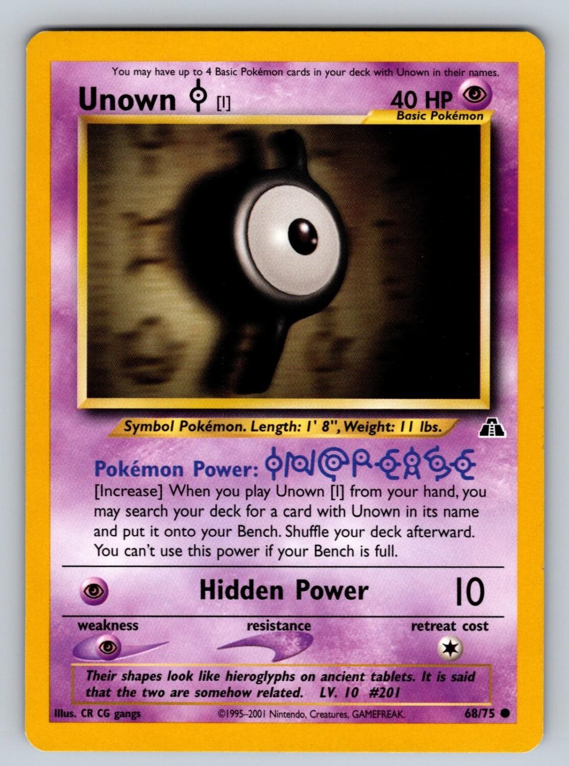 Unown [I] 68/75 NM/M Neo Discovery C Pokemon Unlimited T02515