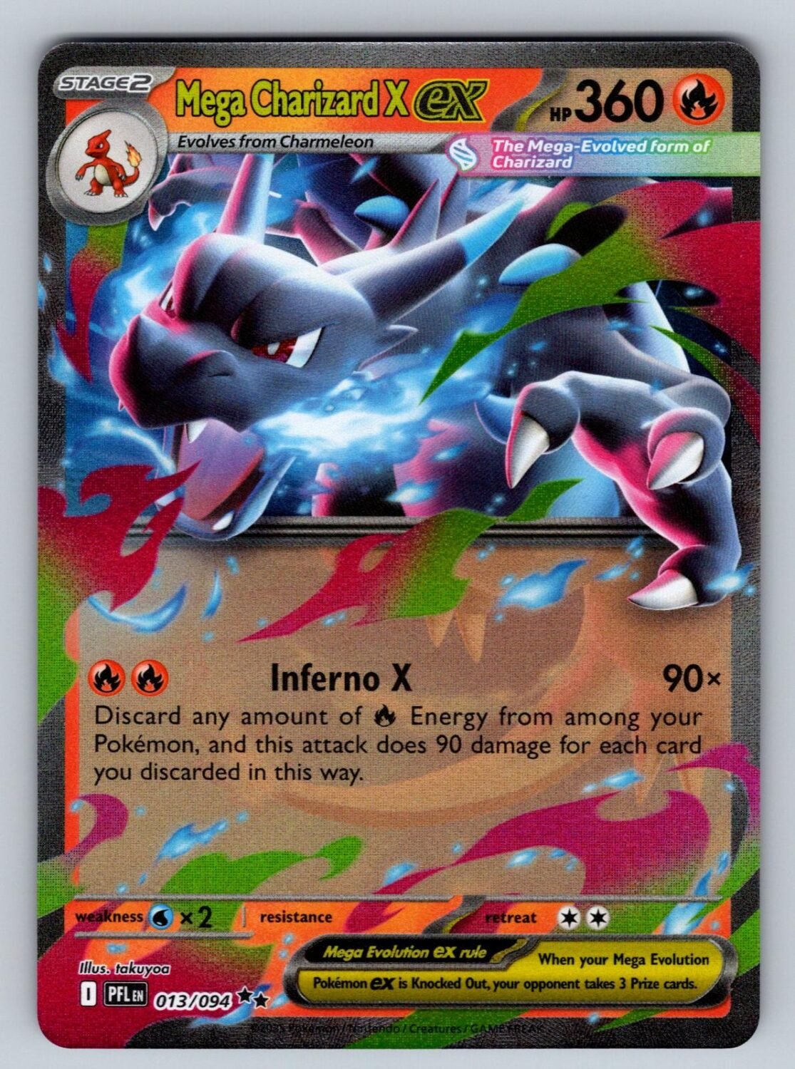 Mega Charizard X ex 013/094 NM/M Phantasmal Flames RR Pokemon Holo T01251