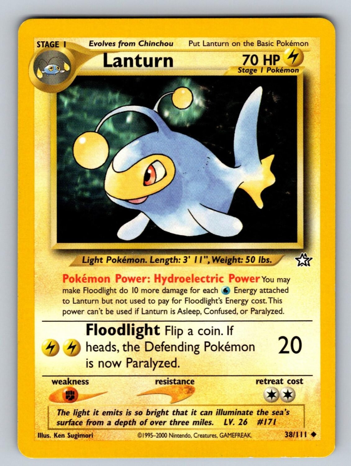 Lanturn 38/111 LP Neo Genesis UC Pokemon Unlimited T03006
