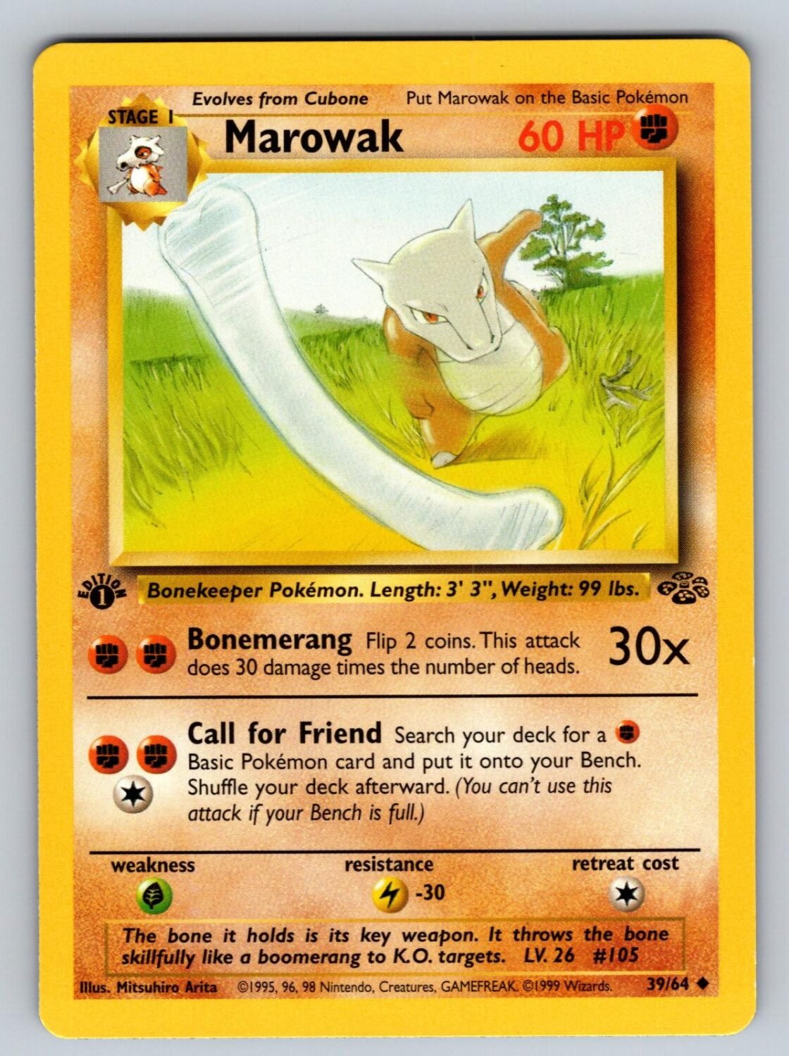 Marowak 39/64 NM/M Jungle UC Pokemon 1st Edition T01921