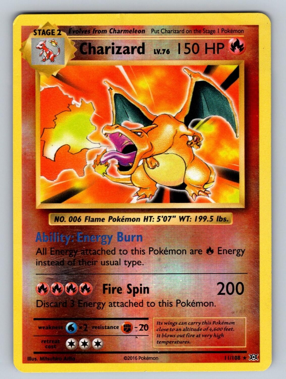 Charizard 11/108 MP Evolutions R Pokemon Reverse Holo T03088