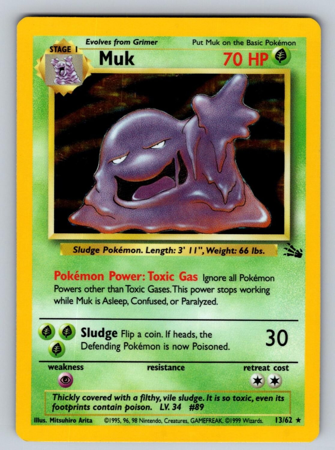 Muk 13/62 NM/M Fossil R Pokemon Unlimited Holo T01091