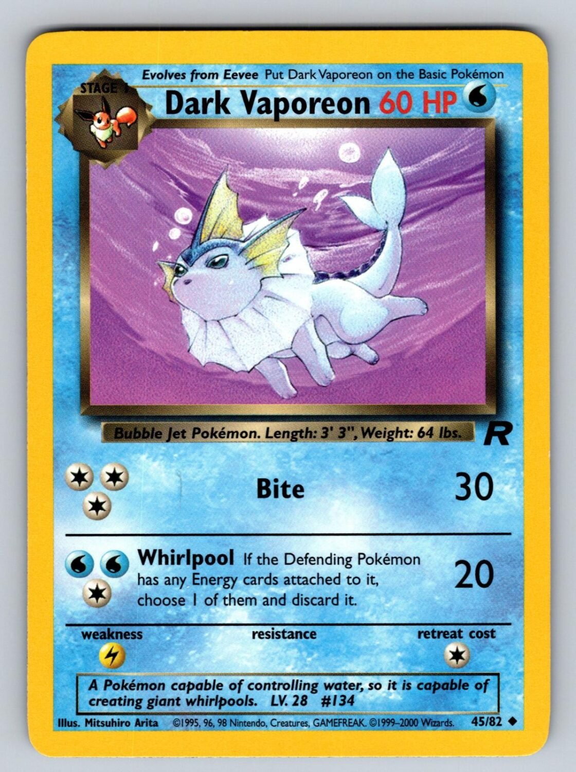 Dark Vaporeon 45/82 NM/M Team Rocket UC Pokemon Unlimited T01072