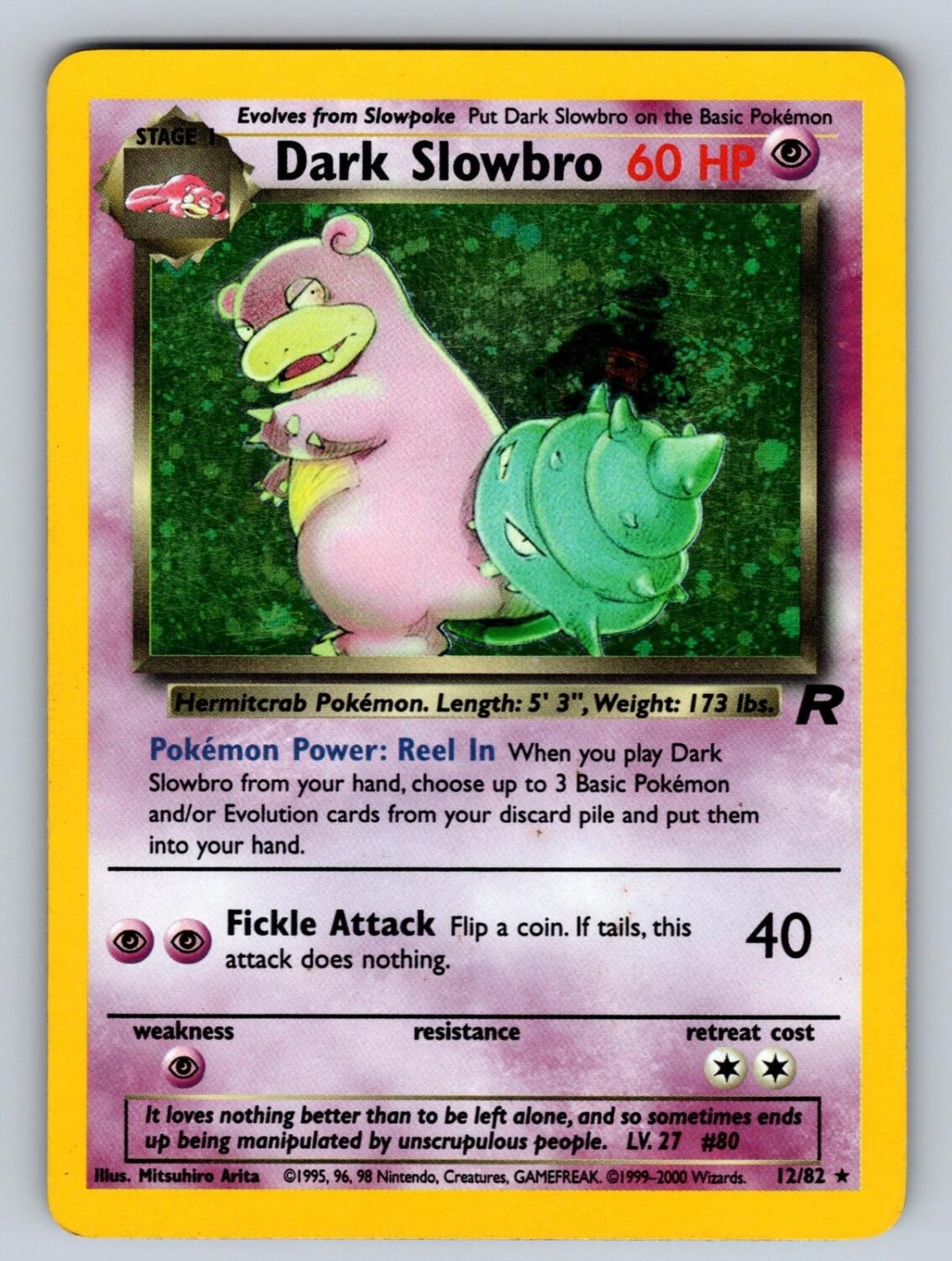 Dark Slowbro 12/82 MP Team Rocket R Pokemon Unlimited Holo T03068