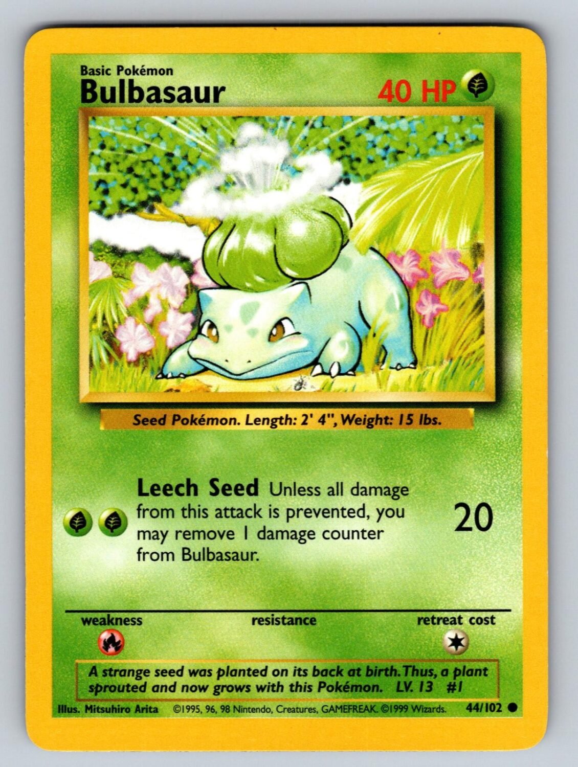 Bulbasaur 44/102 NM/M Base Set Unlimited C Pokemon T01118