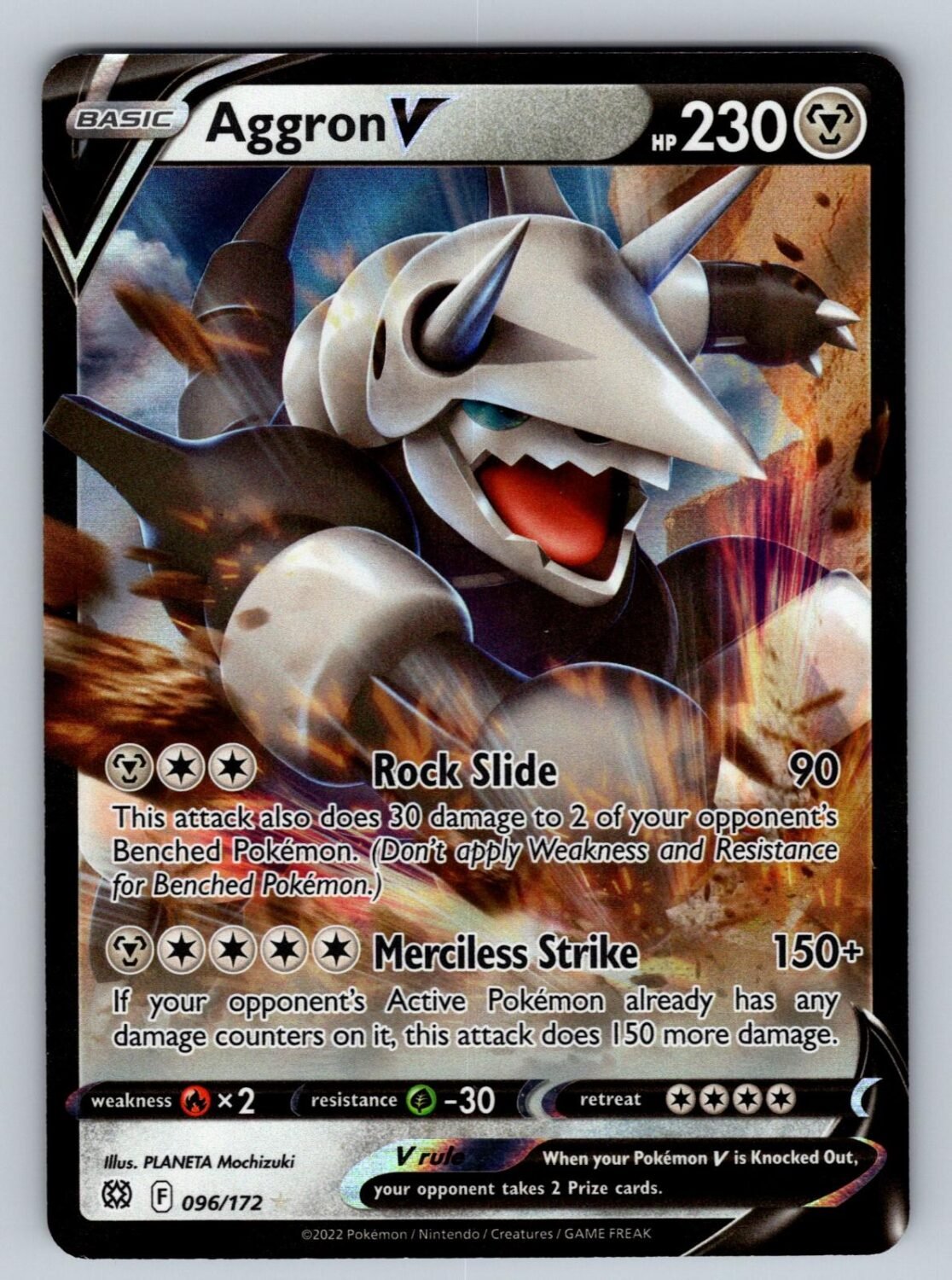 Aggron V 096/172 NM/M Holo Brilliant Stars V Rare Pokemon T02421