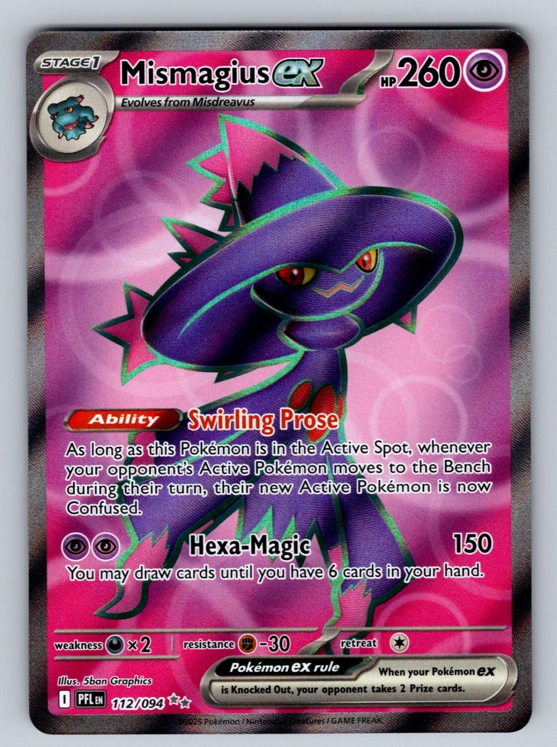Mismagius ex 112/094 NM/M Phantasmal Flames UR Pokemon Holo T01379