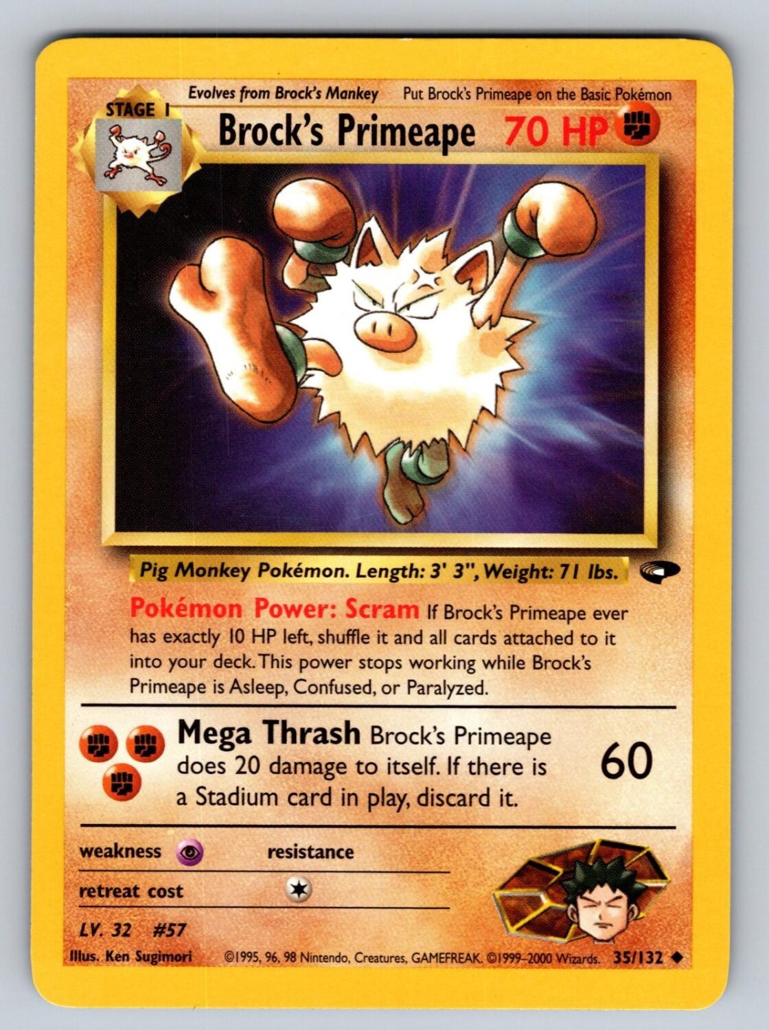 Brock's Primeape 35/132 NM/M Gym Challenge UC Pokemon Unlimited T01057