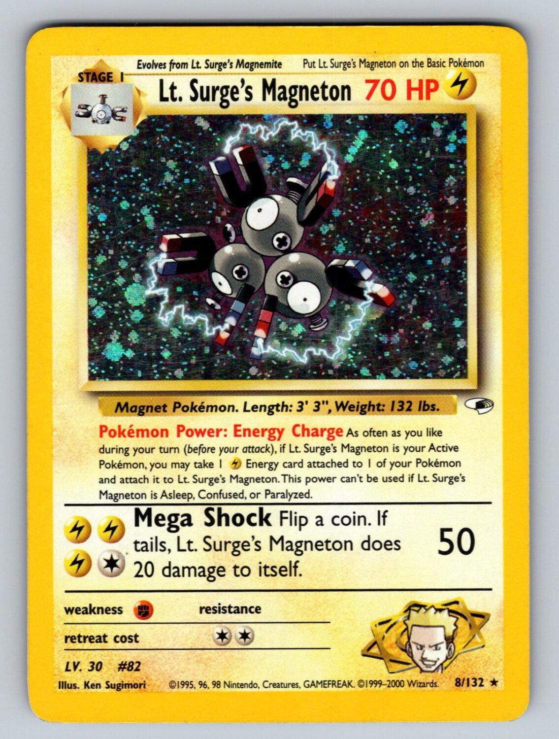 Lt. Surge's Magneton 8/132 MP Gym Heroes R Pokemon Unlimited Holo T03071