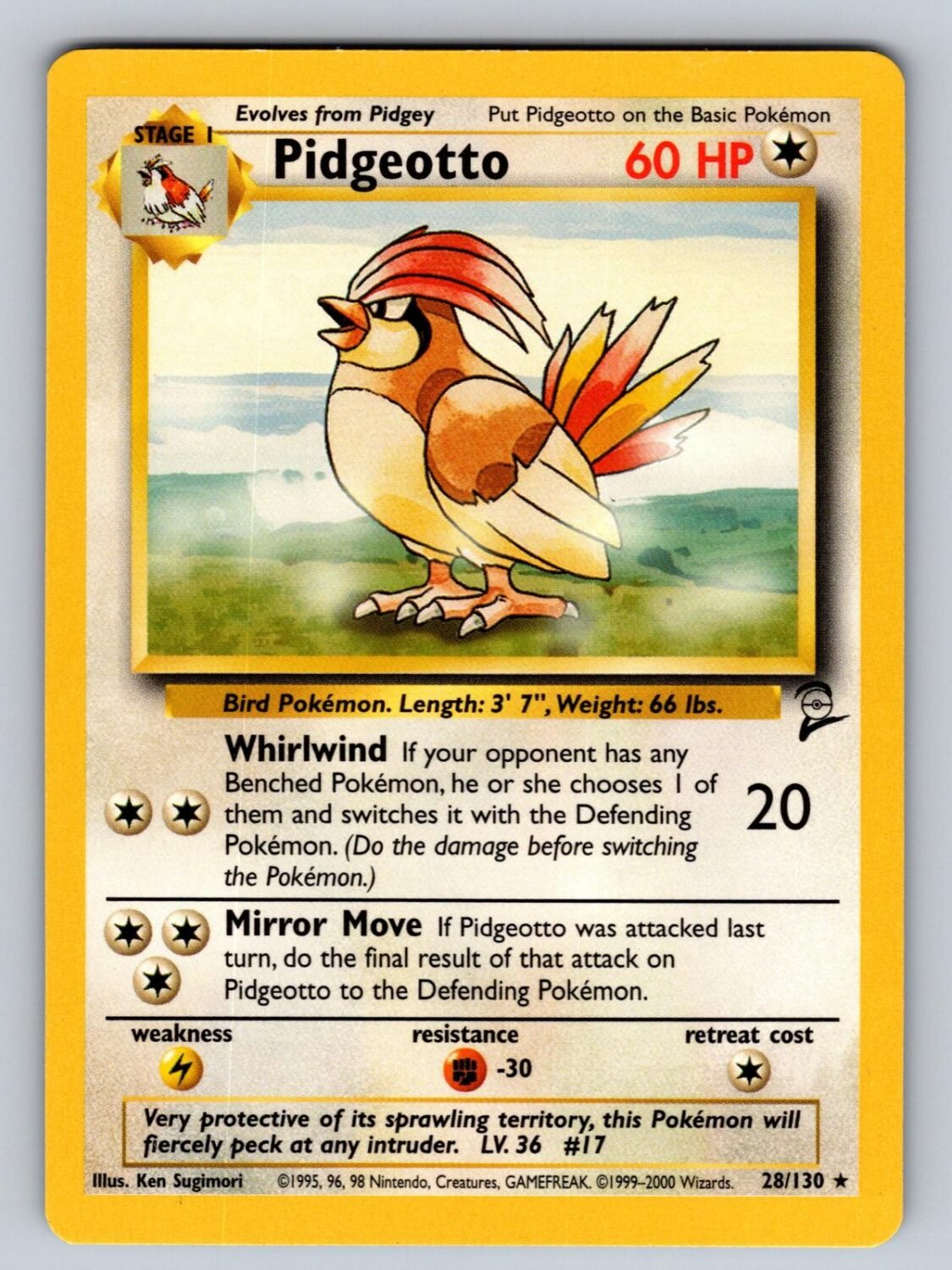 Pidgeotto 28/130 NM/M Base Set 2 R Pokemon T01053