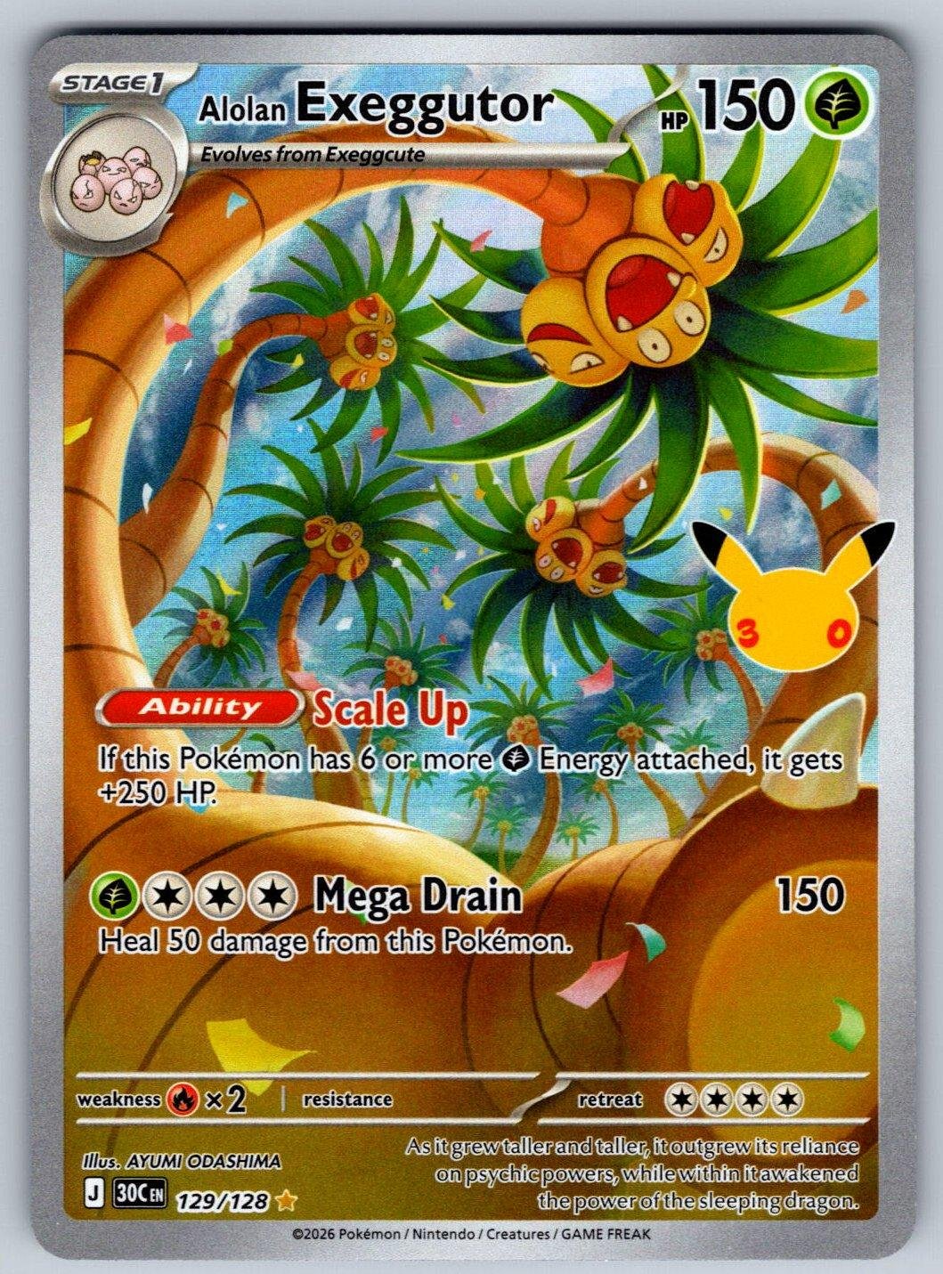 Alolan Exeggutor 129/128 NM/M ME: 30th Celebration IR Pokemon Holo T00514