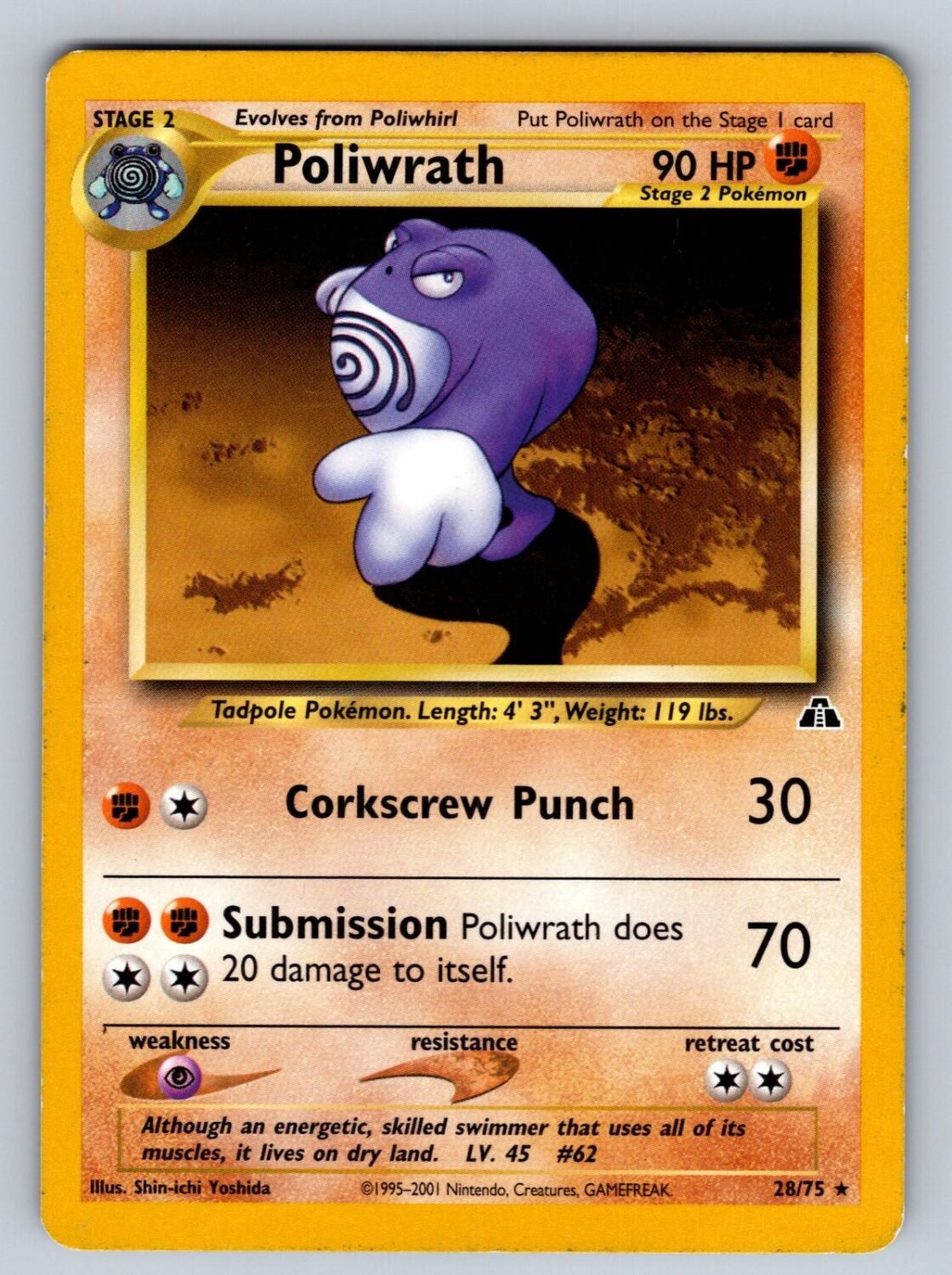 Poliwrath 28/75 LP Neo Discovery R Pokemon Unlimited T01152