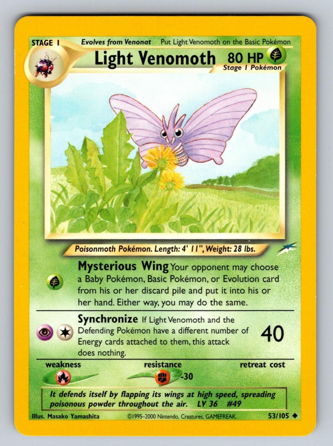 Light Venomoth 53/105 LP Neo Destiny UC Pokemon Unlimited T01140