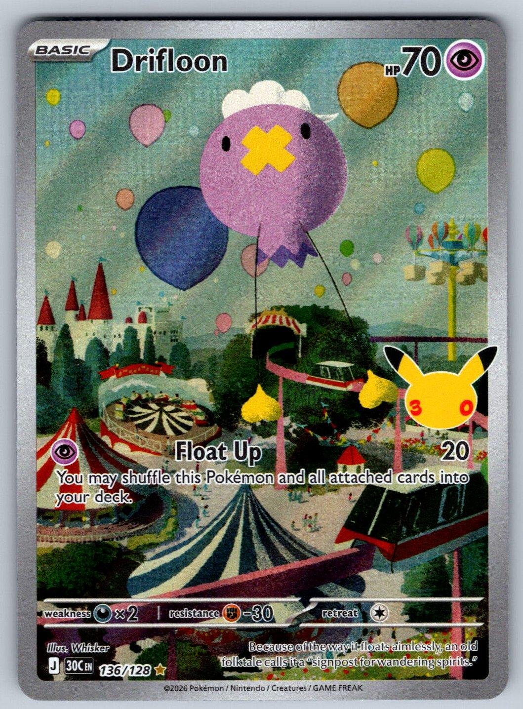 Drifloon 136/128 NM/M Holo ME: 30th Celebration IR Pokemon T00499