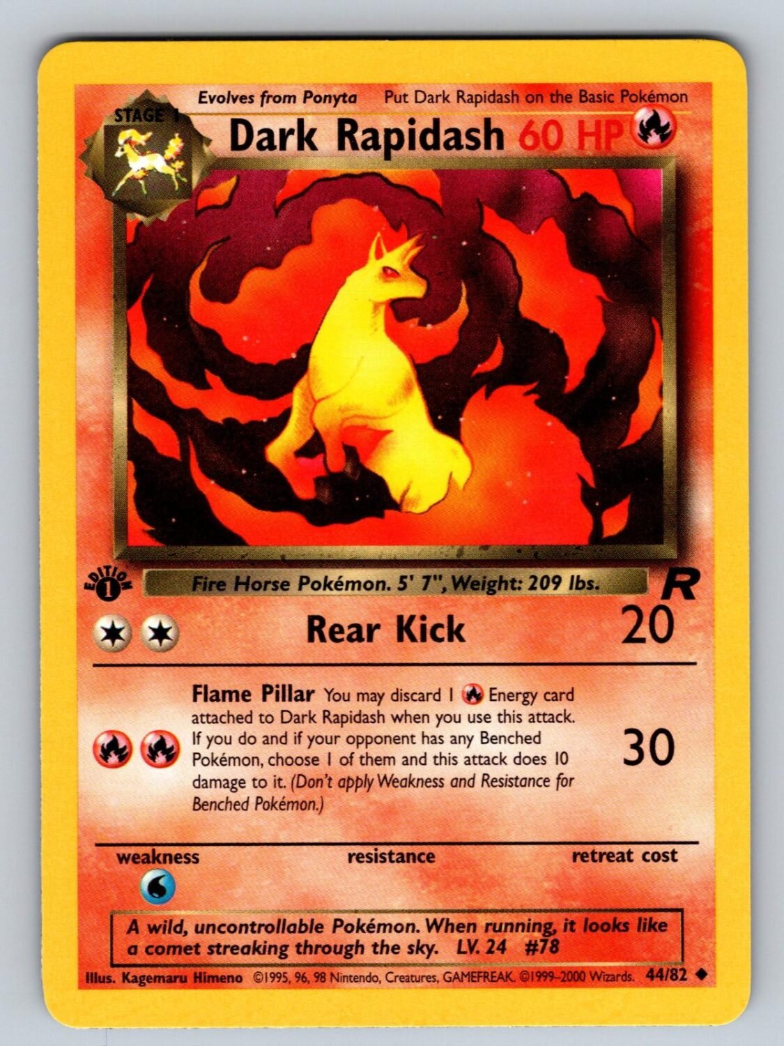 Dark Rapidash 44/82 NM/M Team Rocket UC Pokemon 1st Edition T01913